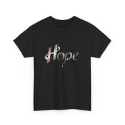 Hope Inspirational Graphic T-Shirt - Cotton Tee with Stylized Ribbon Typography - Motivational Positive Message Casual Top - Beyond Lines