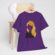 Abstract Blonde Woman Graphic T-Shirt White Crew Neck Minimalist Art Tee - Beyond Lines