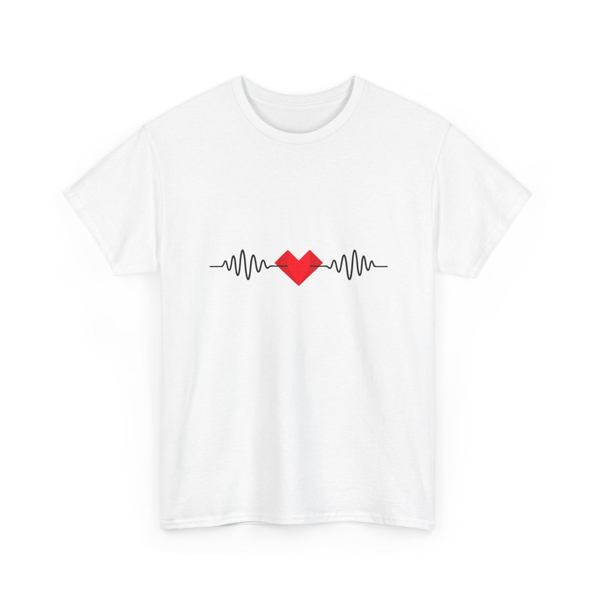 Heartbeat Graphic T-Shirt Unisex Red Heart ECG Pulse Cotton Tee, Best Gift for Valentine - Beyond Lines