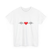 Heartbeat Graphic T-Shirt Unisex Red Heart ECG Pulse Cotton Tee, Best Gift for Valentine - Beyond Lines