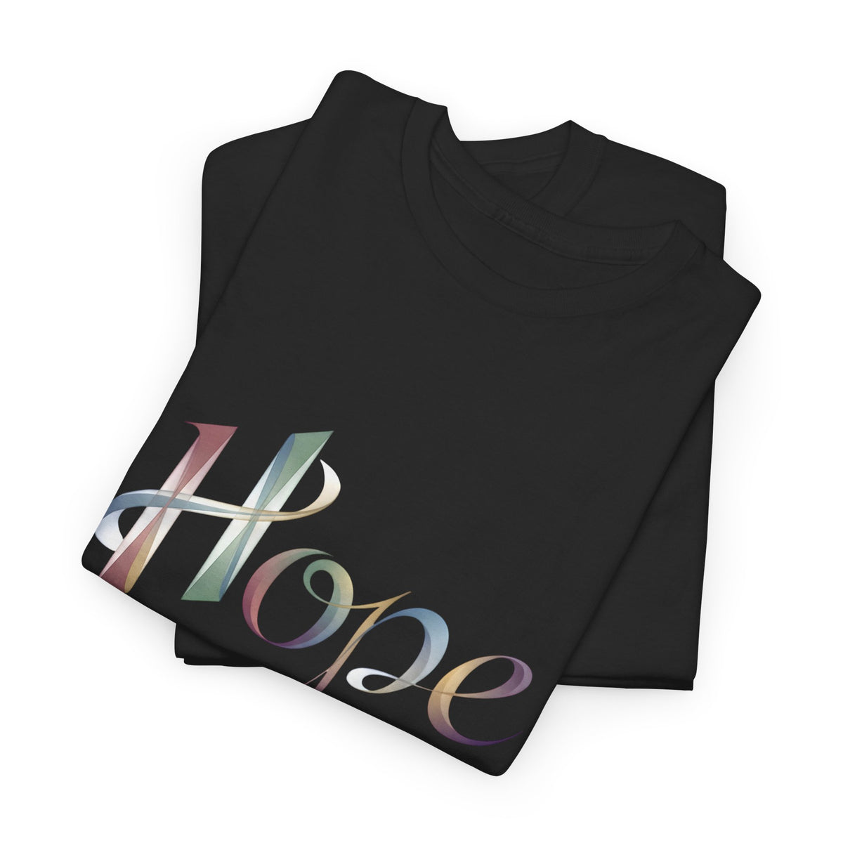 Hope Inspirational Graphic T-Shirt - Cotton Tee with Stylized Ribbon Typography - Motivational Positive Message Casual Top - Beyond Lines