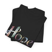 Hope Inspirational Graphic T-Shirt - Cotton Tee with Stylized Ribbon Typography - Motivational Positive Message Casual Top - Beyond Lines