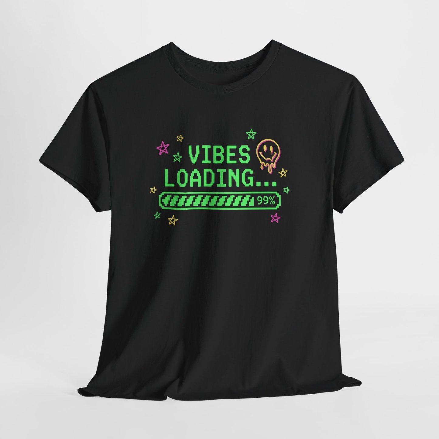 Vibes Loading T-Shirt Pixel Art Tee Funny Meme Shirt Teen Graphic Top - Beyond Lines