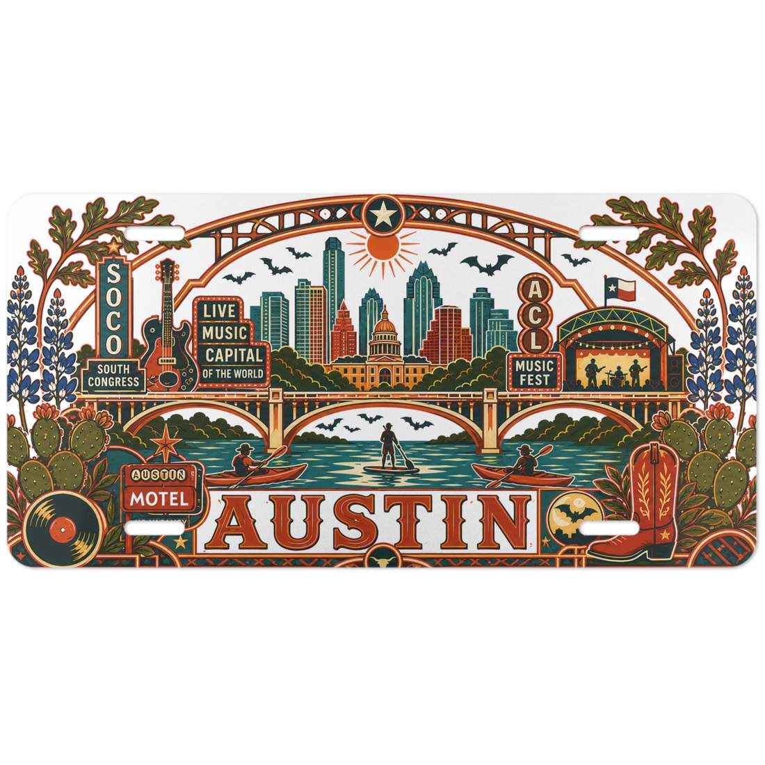 Aluminum Austin Texas Decorative Metal Plate Flat Print City Pride Auto Accessory Rust Proof Waterproof Gloss Finish