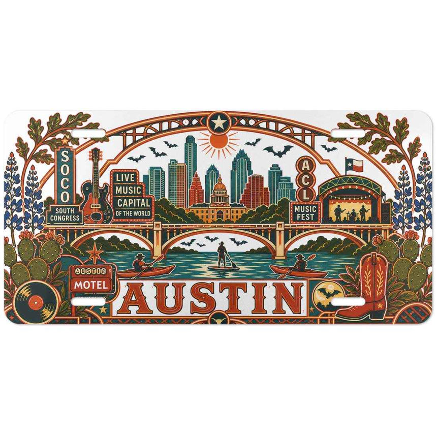Aluminum Austin Texas Decorative Metal Plate Flat Print City Pride Auto Accessory Rust Proof Waterproof Gloss Finish