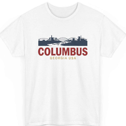 Columbus Georgia T-Shirt - GA City Skyline Souvenir Tee - Vintage Style USA Travel Shirt