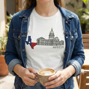 Austin Texas Capitol Building T-Shirt - Texas Flag Map Graphic Souvenir Tee