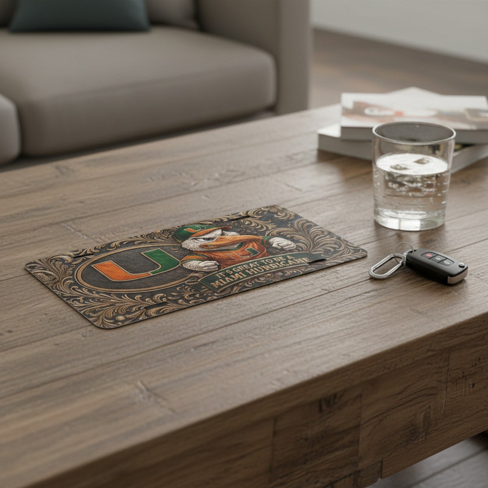 Miami Hurricanes NCAA Sebastian Ibis License Plate Aluminum Flat Front Tag