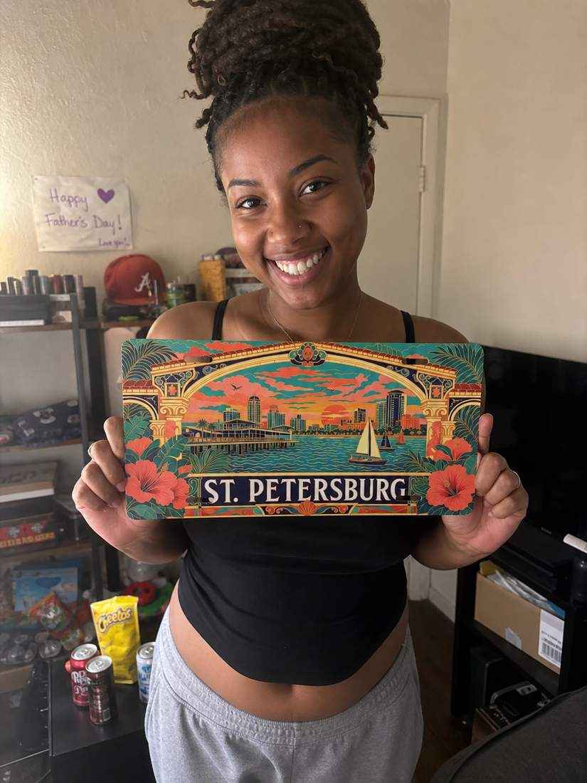 St Petersburg Florida Retro Coastal Aluminum Car Tag