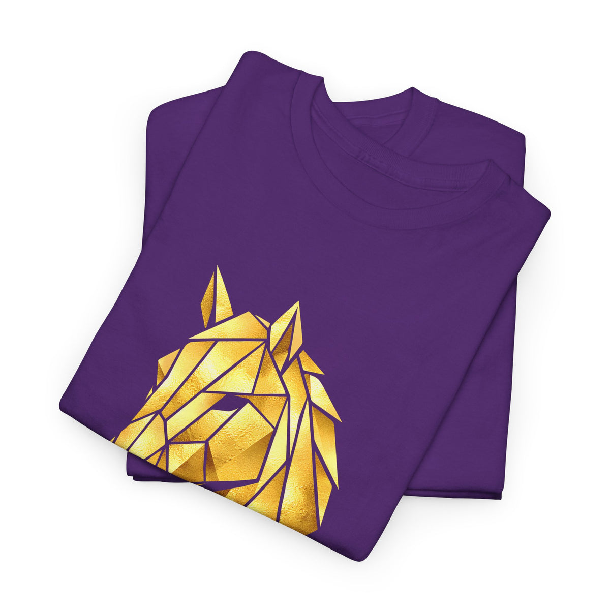 Geometric Gold Horse T-Shirt Metallic Low Poly Stallion Design Soft Cotton Black Tee Unisex - Beyond Lines