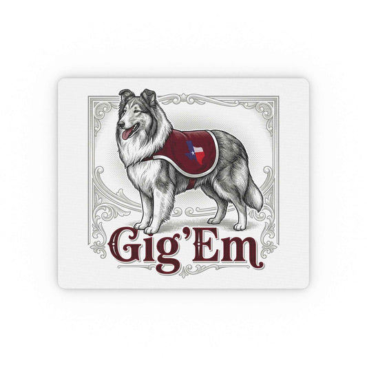 Texas A&M Aggies Mouse Pad - Vintage Reveille Mascot & Gig 'Em Design - Non-Slip Desk Mat