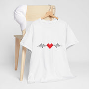 Heartbeat Graphic T-Shirt Unisex Red Heart ECG Pulse Cotton Tee, Best Gift for Valentine - Beyond Lines