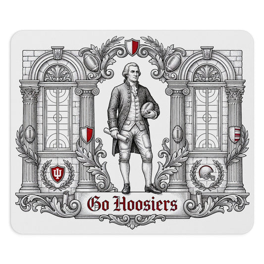 Indiana Mouse Pad - Vintage Hoosiers Colonial Football Design - "Go Hoosiers" Desk Accessory