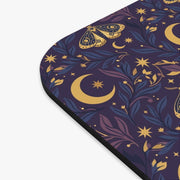 Celestial Moth and Moon Mouse Pad - Witchy Botanical Desk Mat with Gold Stars Pattern - Non-Slip Rubber Base for Home Office & Gaming - Beyond Lines