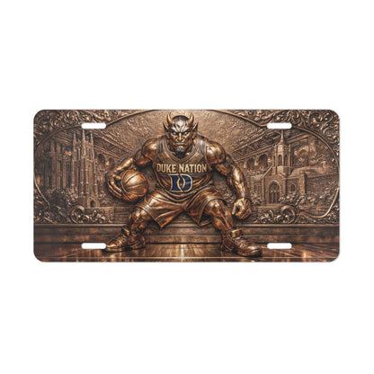 Flat Duke Nation Blue Basketball Relief Style License Plate Vanity