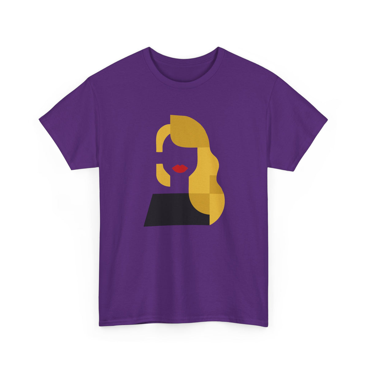 Abstract Blonde Woman Graphic T-Shirt White Crew Neck Minimalist Art Tee - Beyond Lines