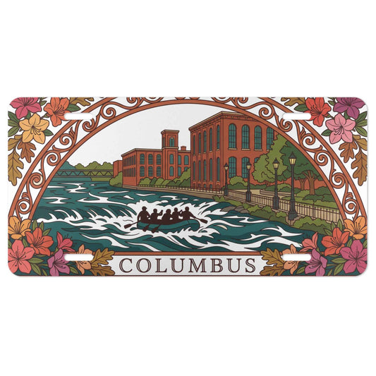 Columbus GA White Water Rafting License Plate - Art Nouveau Chattahoochee River Vanity Tag