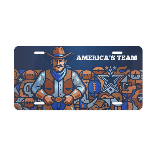 America's Team Football License Plate - Dallas Cowboy Mascot & Star Vanity Car Tag - Beyond Lines