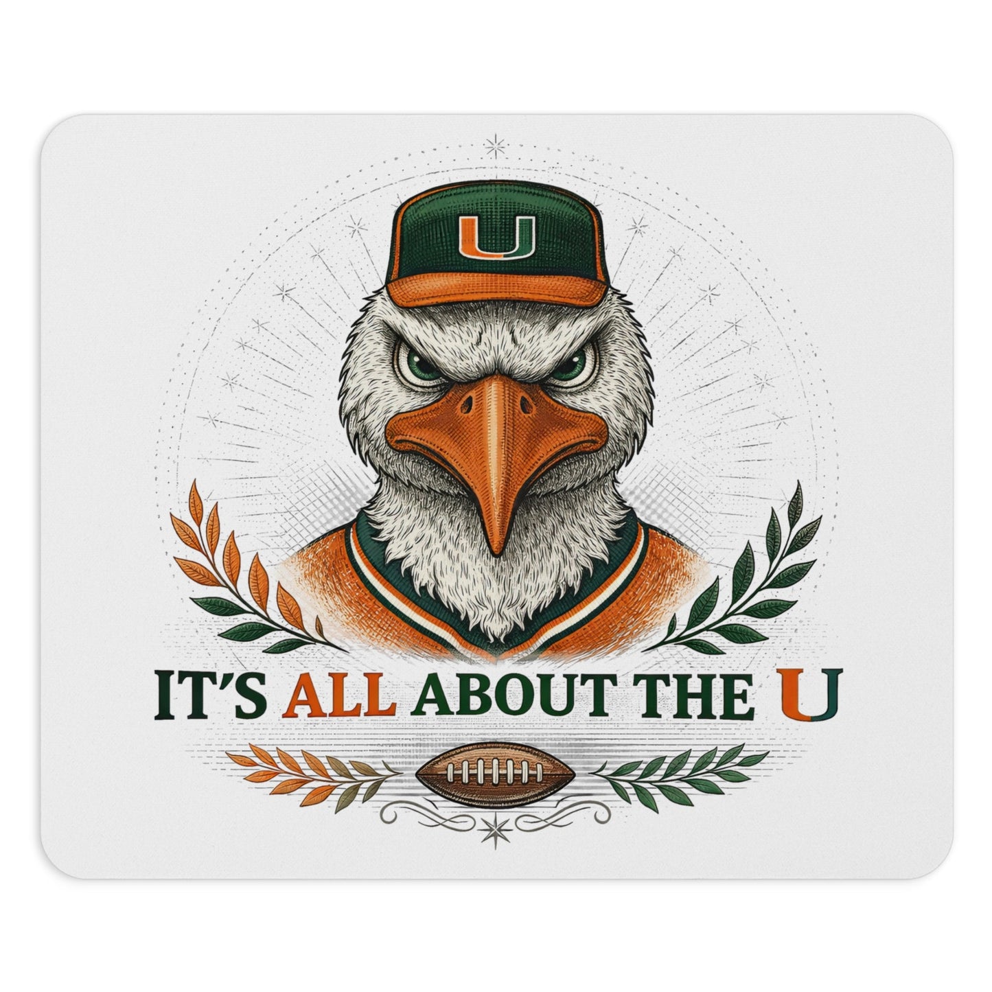 Miami Hurricanes 9.5x8 Mouse Pad Sebastian Ibis Logo Computer PC Gaming Desk Mat