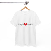 Heartbeat Graphic T-Shirt Unisex Red Heart ECG Pulse Cotton Tee, Best Gift for Valentine - Beyond Lines