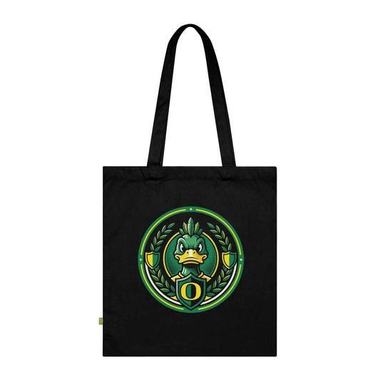 Oregon Ducks Mascot Black Canvas Tote Bag - University Inspired Cotton Shopper
