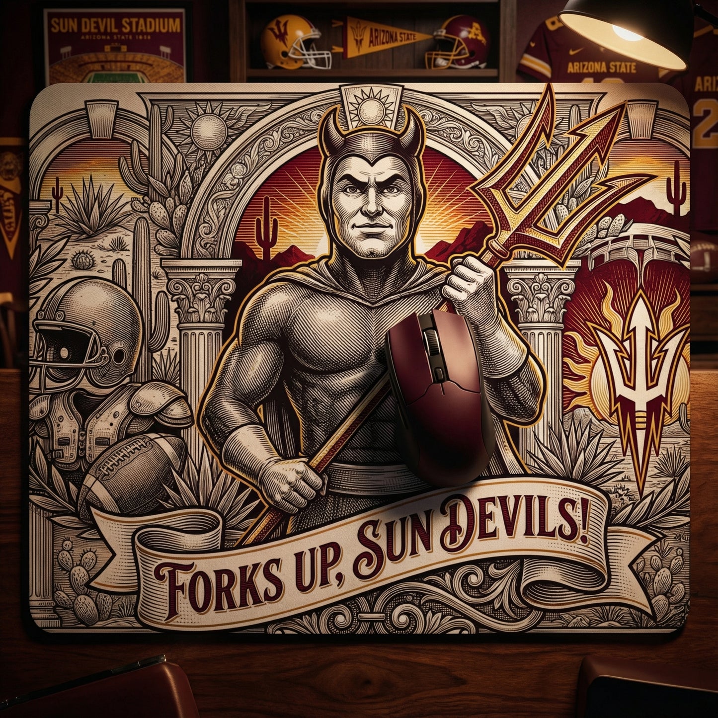 Spartans Warrior Mouse Pad - Green & White East Lansing Desk Mat