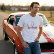 USA 250 Years Anniversary T-Shirt Washington Lincoln Line Art Cotton White Unisex - Beyond Lines