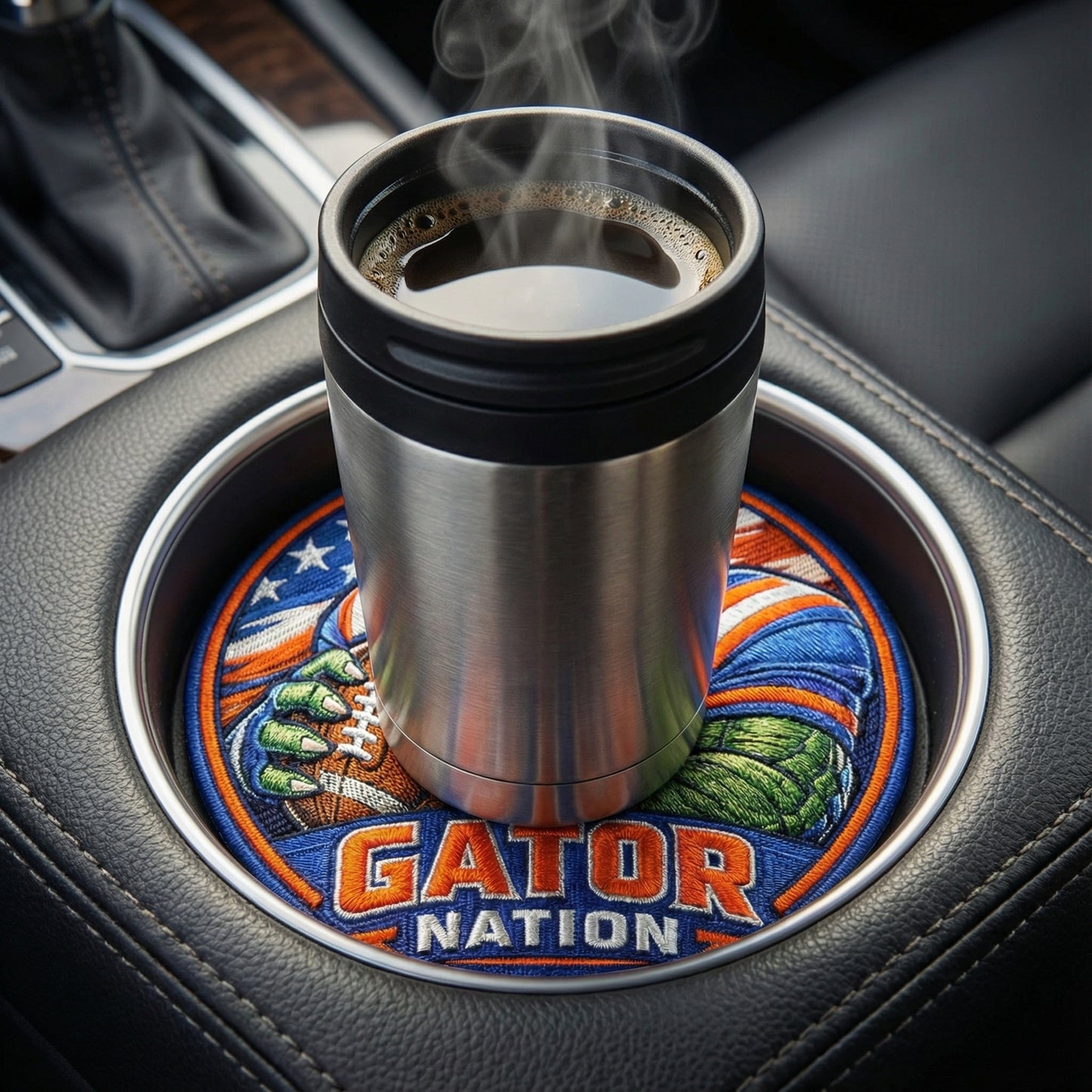 Gator Nation Football Car Coaster Absorbent Auto Cup Holder Insert Florida Gift
