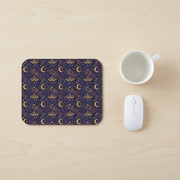 Celestial Moth and Moon Mouse Pad - Witchy Botanical Desk Mat with Gold Stars Pattern - Non-Slip Rubber Base for Home Office & Gaming - Beyond Lines