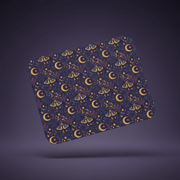 Celestial Moth and Moon Mouse Pad - Witchy Botanical Desk Mat with Gold Stars Pattern - Non-Slip Rubber Base for Home Office & Gaming - Beyond Lines