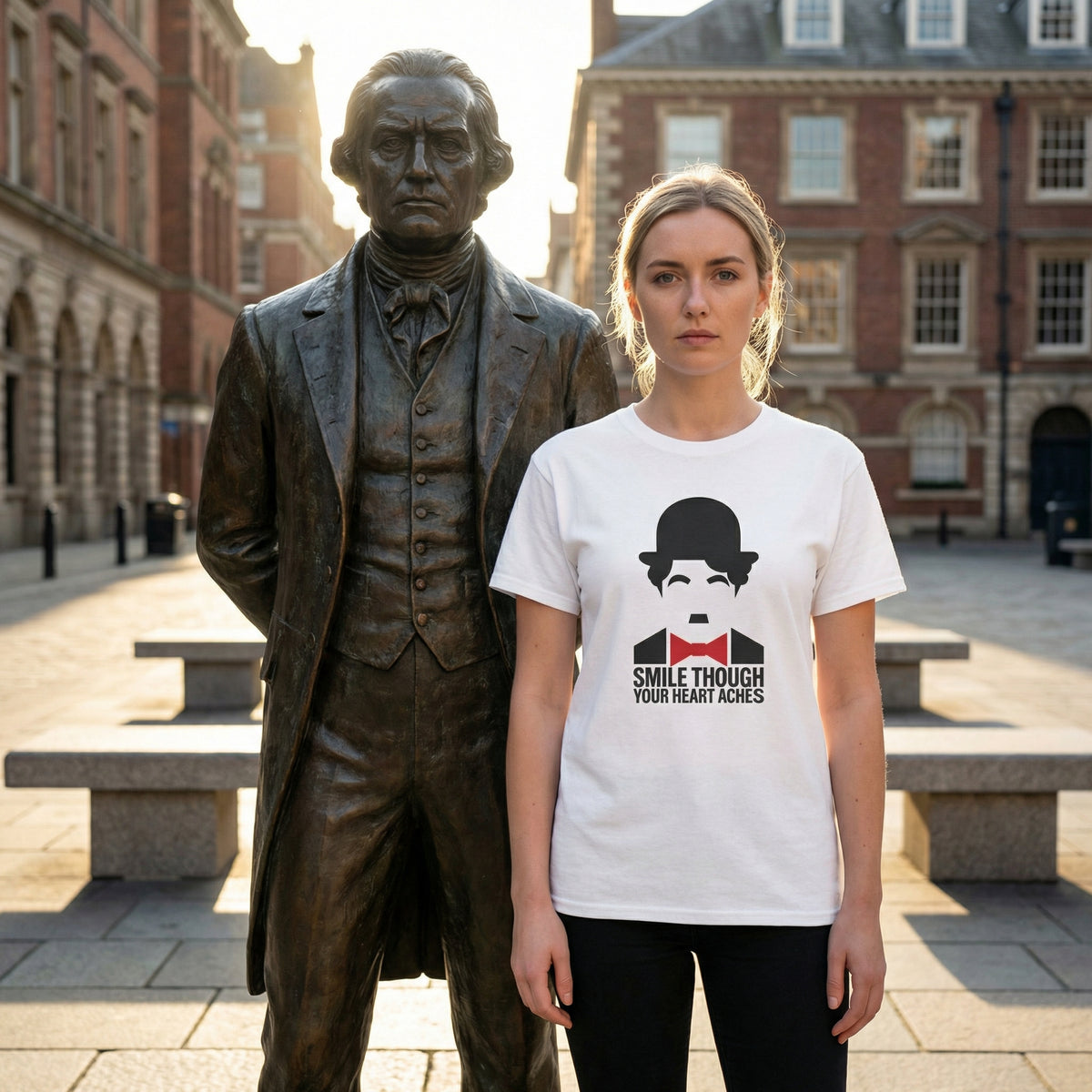 Charlie Chaplin T-Shirt Smile Quote Graphic Tee Minimalist Film Icon Top White - Beyond Lines