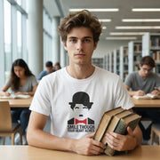 Charlie Chaplin T-Shirt Smile Quote Graphic Tee Minimalist Film Icon Top White - Beyond Lines