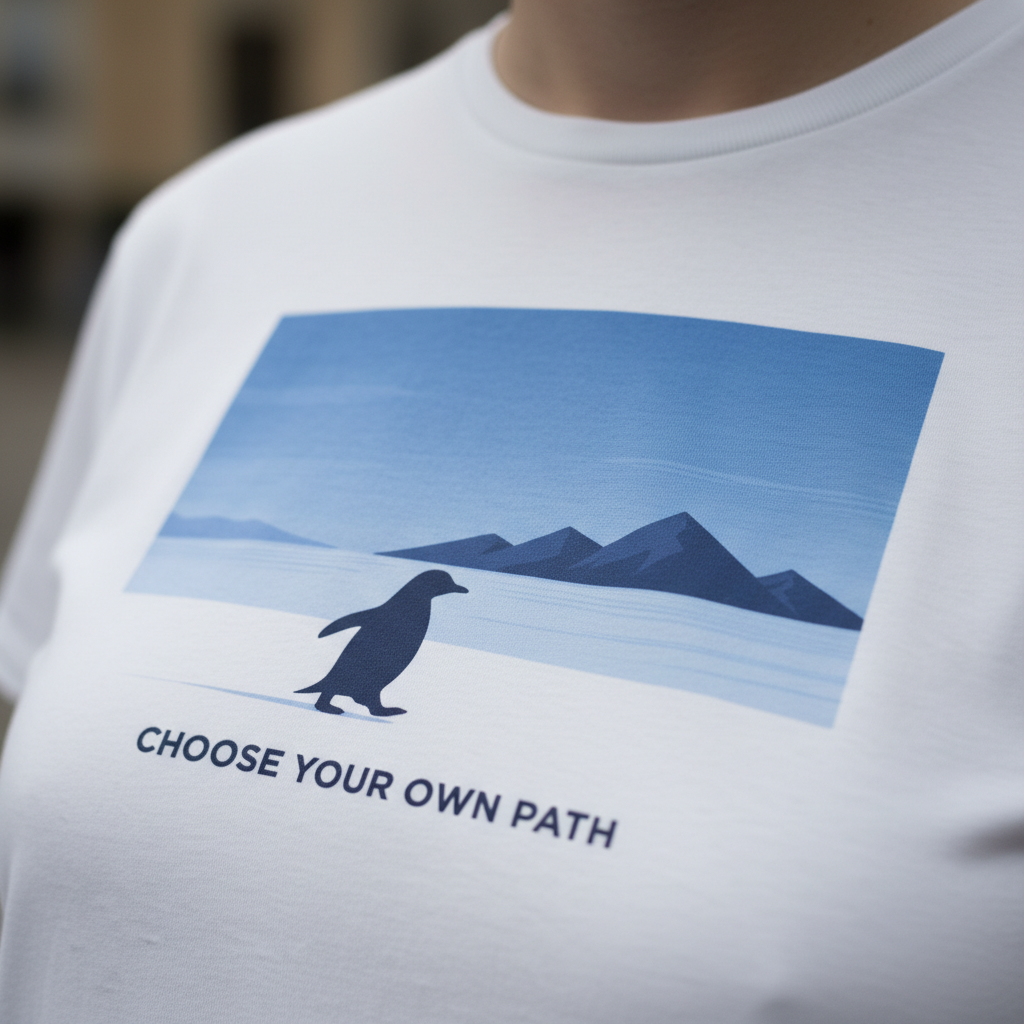 Choose Your Own Path Penguin T-Shirt - Inspirational Nature Graphic Tee - Beyond Lines