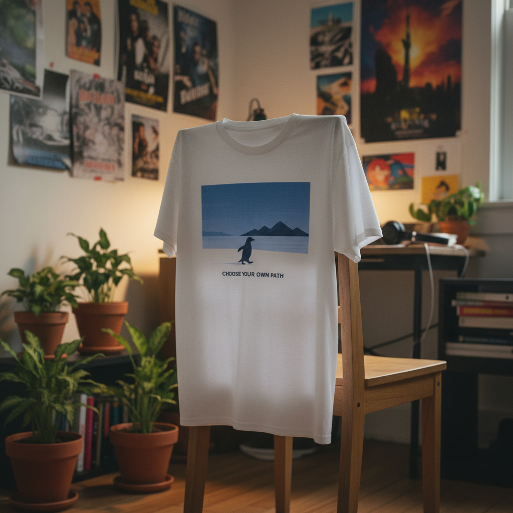 Choose Your Own Path Penguin T-Shirt - Inspirational Nature Graphic Tee - Beyond Lines