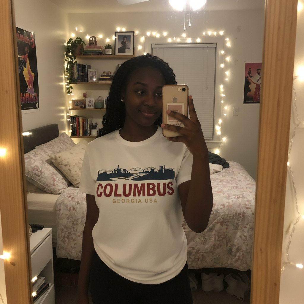 Columbus Georgia T-Shirt - GA City Skyline Souvenir Tee - Vintage Style USA Travel Shirt