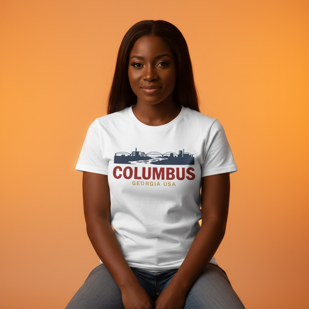 Columbus Georgia T-Shirt - GA City Skyline Souvenir Tee - Vintage Style USA Travel Shirt