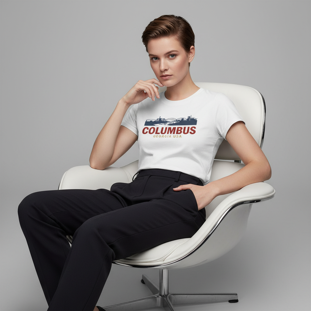 Columbus Georgia T-Shirt - GA City Skyline Souvenir Tee - Vintage Style USA Travel Shirt