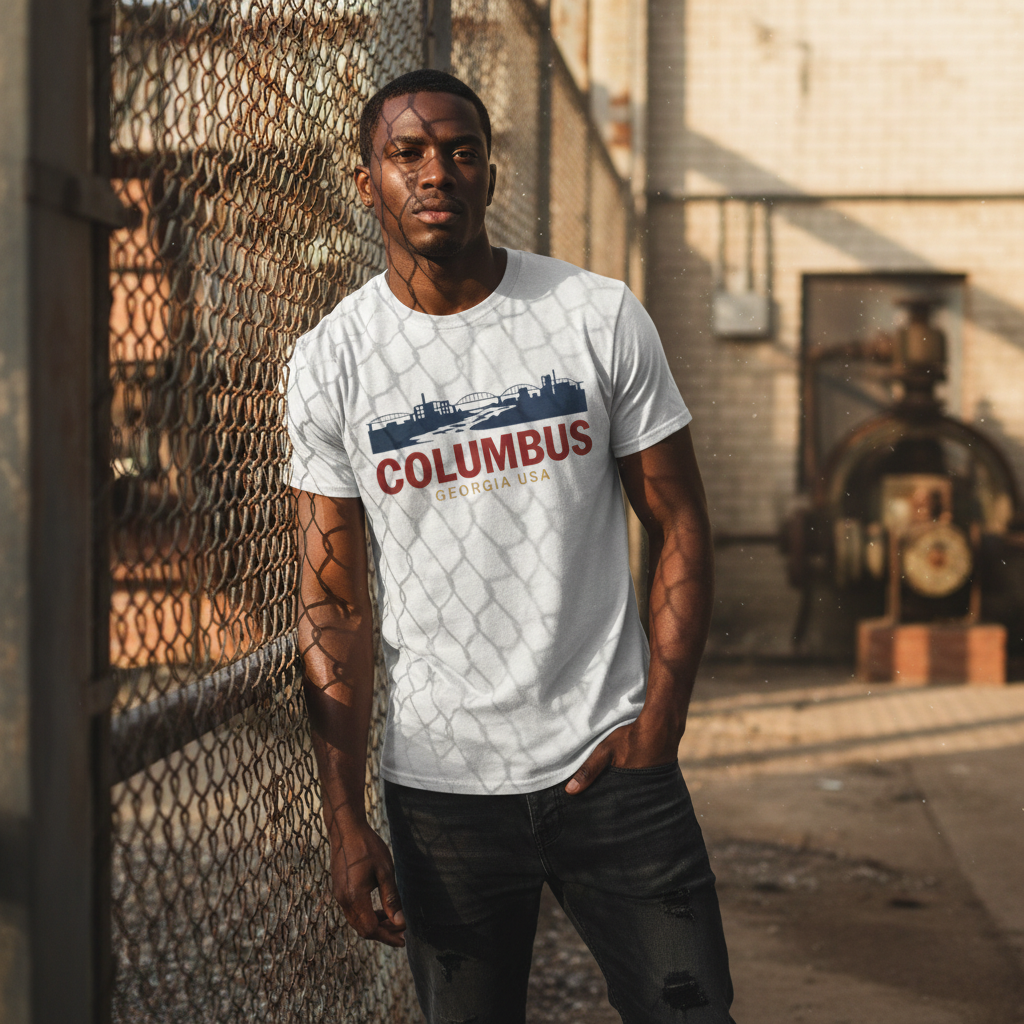Columbus Georgia T-Shirt - GA City Skyline Souvenir Tee - Vintage Style USA Travel Shirt