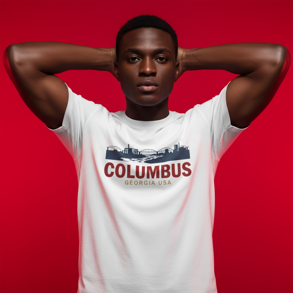 Columbus Georgia T-Shirt - GA City Skyline Souvenir Tee - Vintage Style USA Travel Shirt