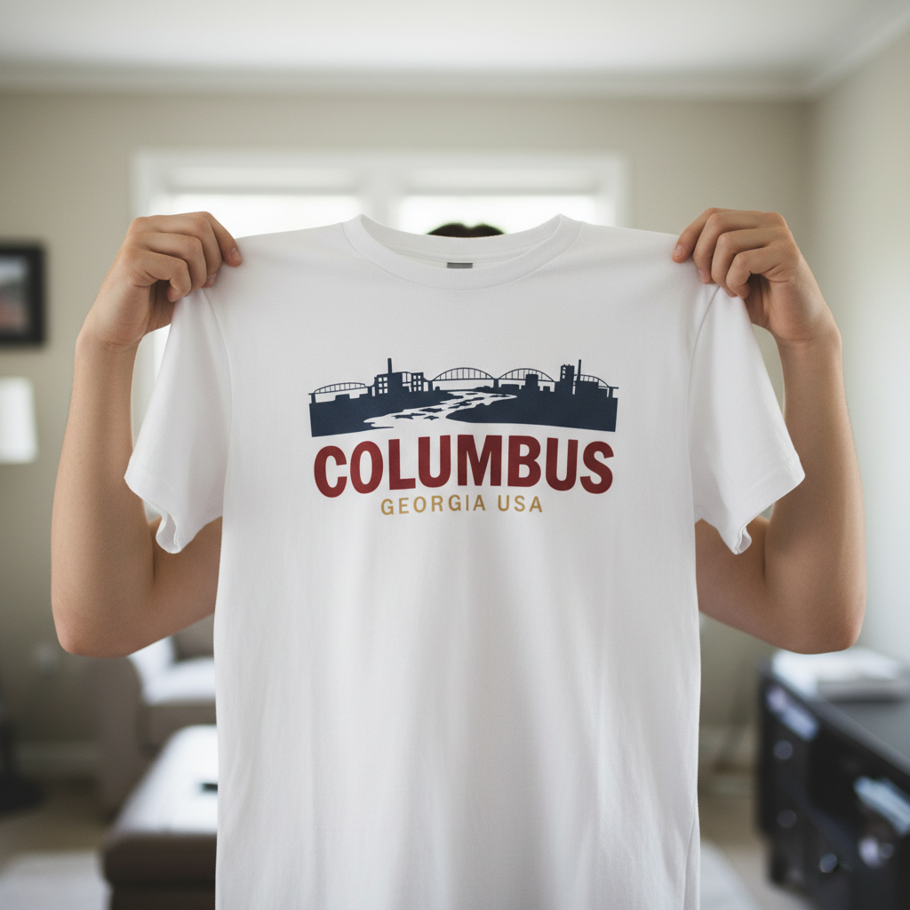 Columbus Georgia T-Shirt - GA City Skyline Souvenir Tee - Vintage Style USA Travel Shirt
