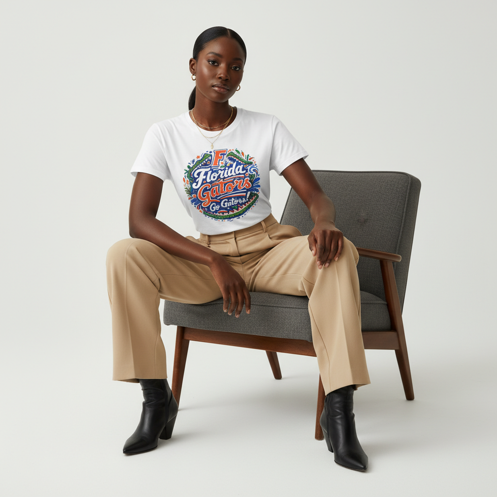 Florida Gators Illustrated Circle Graphic T-Shirt - White Cotton Tee