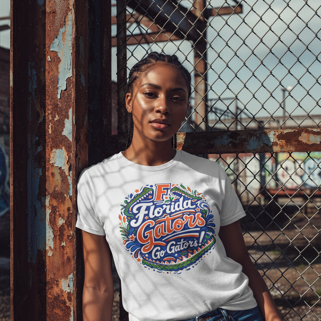 Florida Gators Illustrated Circle Graphic T-Shirt - White Cotton Tee
