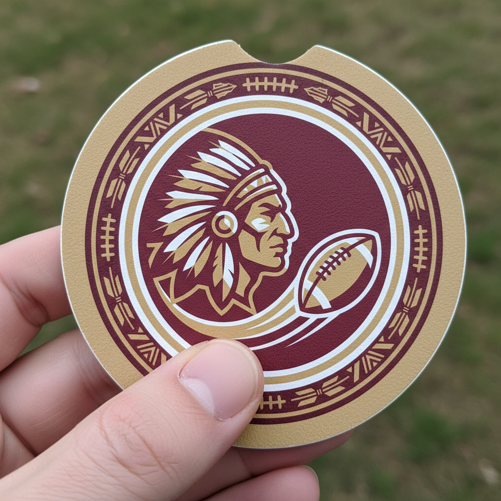 FSU Garnet & Gold Warrior Car Coaster – Native American Chief Design