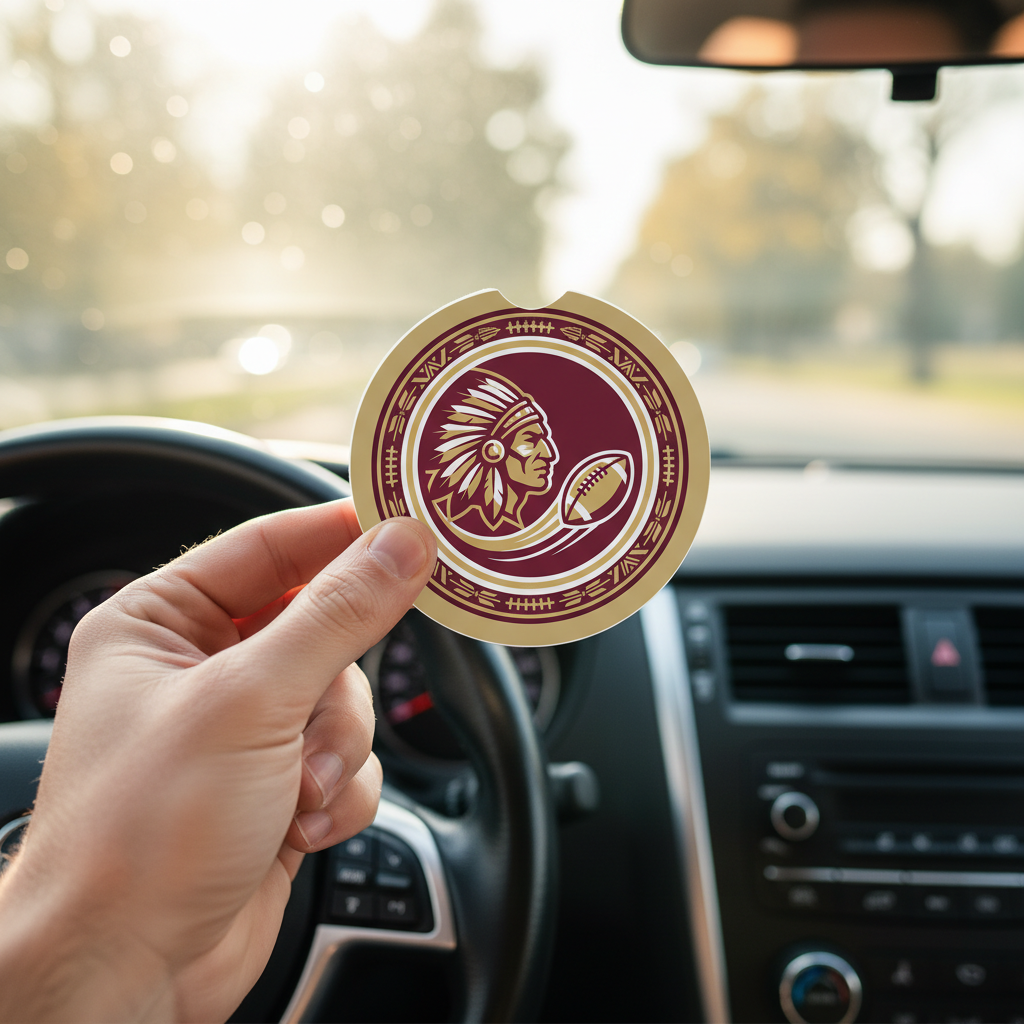 FSU Garnet & Gold Warrior Car Coaster – Native American Chief Design