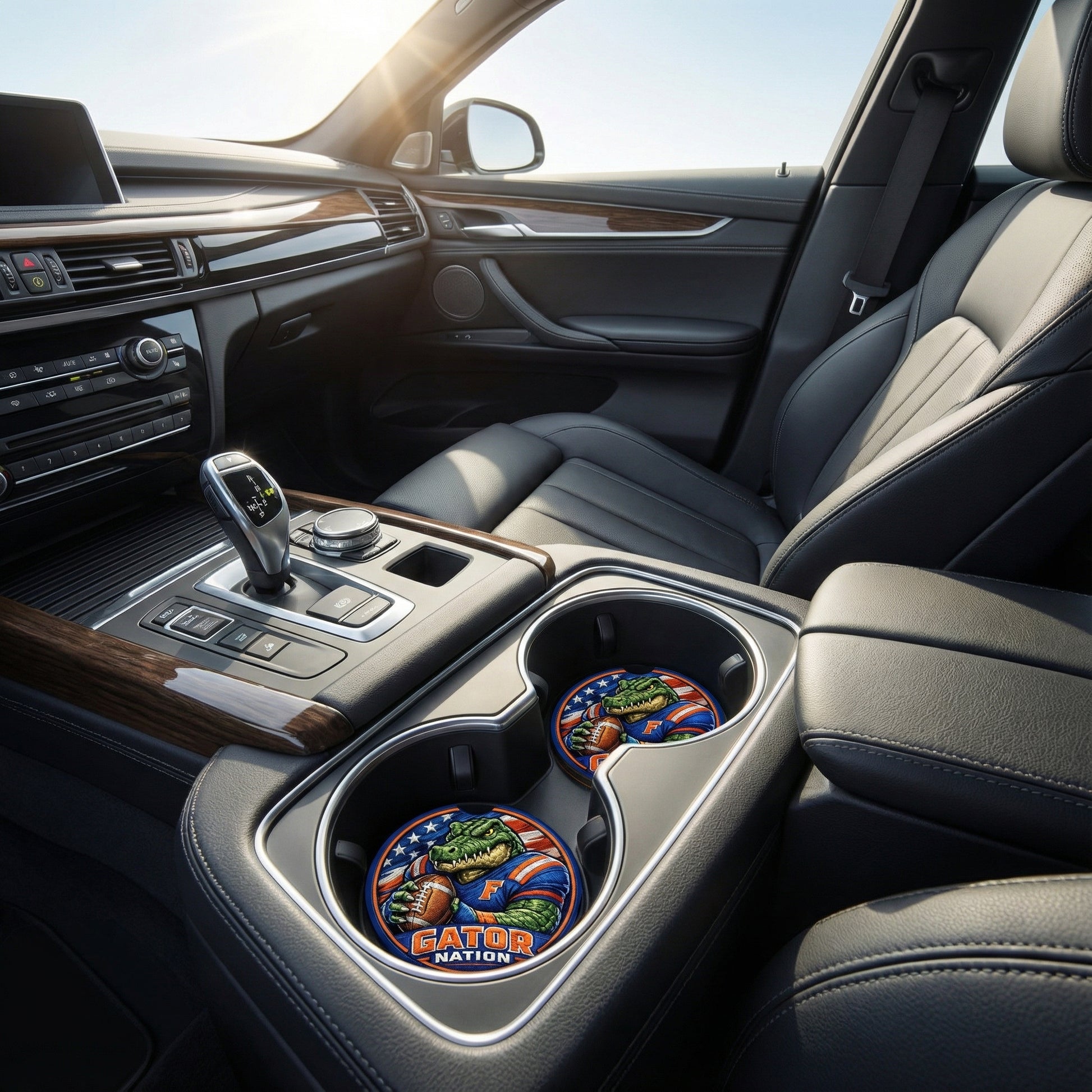 Gator Nation Football Car Coaster Absorbent Auto Cup Holder Insert Florida Gift