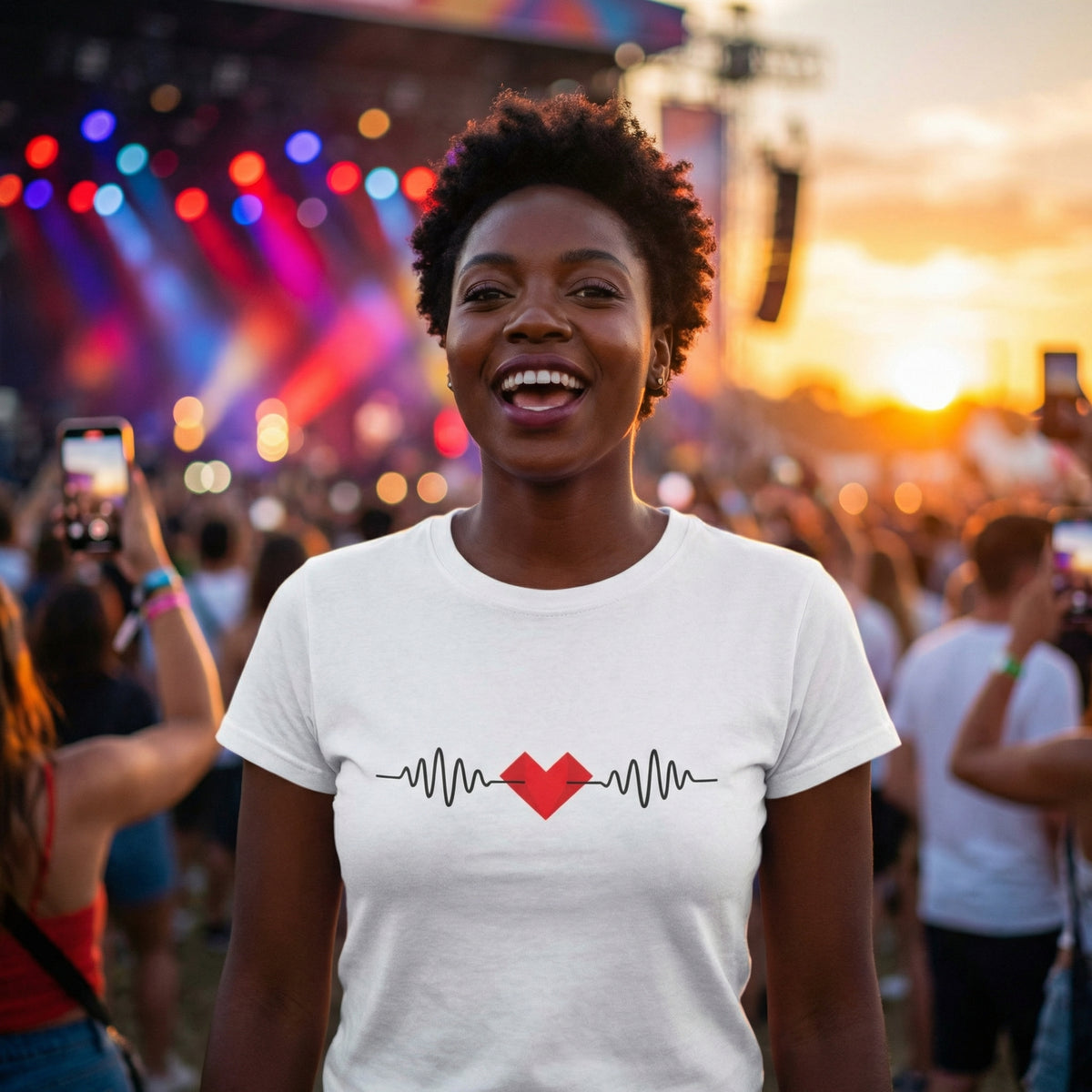 Heartbeat Graphic T-Shirt Unisex Red Heart ECG Pulse Cotton Tee, Best Gift for Valentine - Beyond Lines