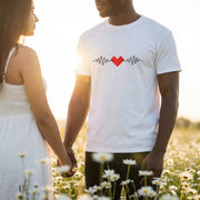 Heartbeat Graphic T-Shirt Unisex Red Heart ECG Pulse Cotton Tee, Best Gift for Valentine - Beyond Lines