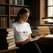Heartbeat Graphic T-Shirt Unisex Red Heart ECG Pulse Cotton Tee, Best Gift for Valentine - Beyond Lines