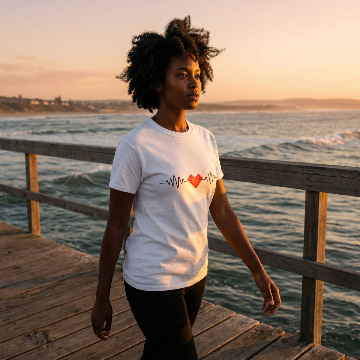 Heartbeat Graphic T-Shirt Unisex Red Heart ECG Pulse Cotton Tee, Best Gift for Valentine - Beyond Lines