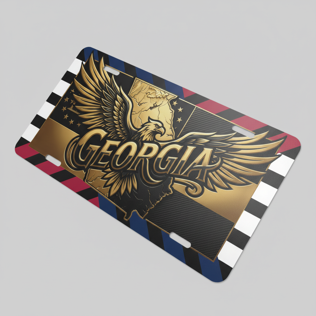 Georgia State License Plate Golden Eagle Novelty Metal Auto Tag Patriotic Decor 6x12 Inch - Beyond Lines